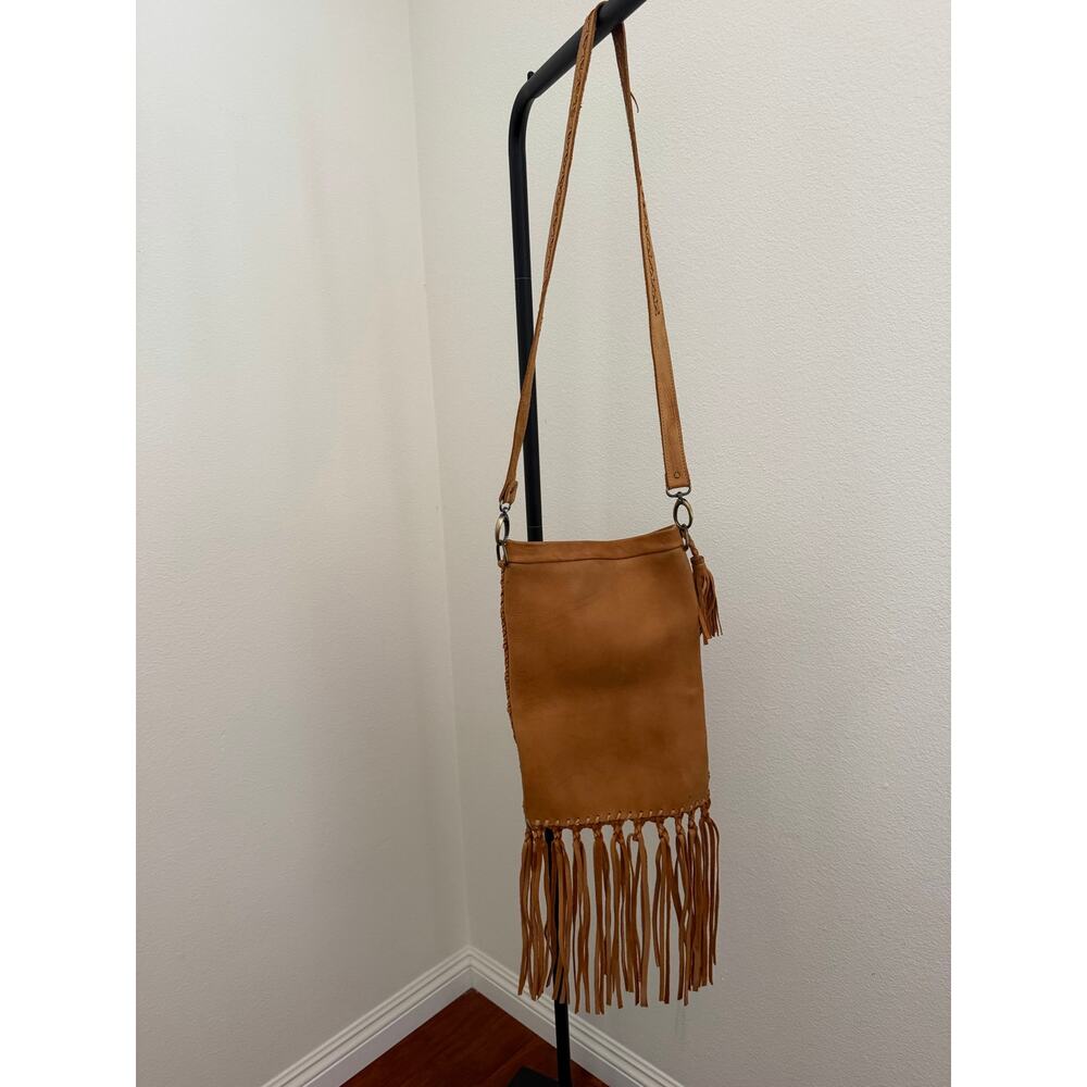 Boho leather braided woven fringe crossbody bag festival - Picture 7 of 10